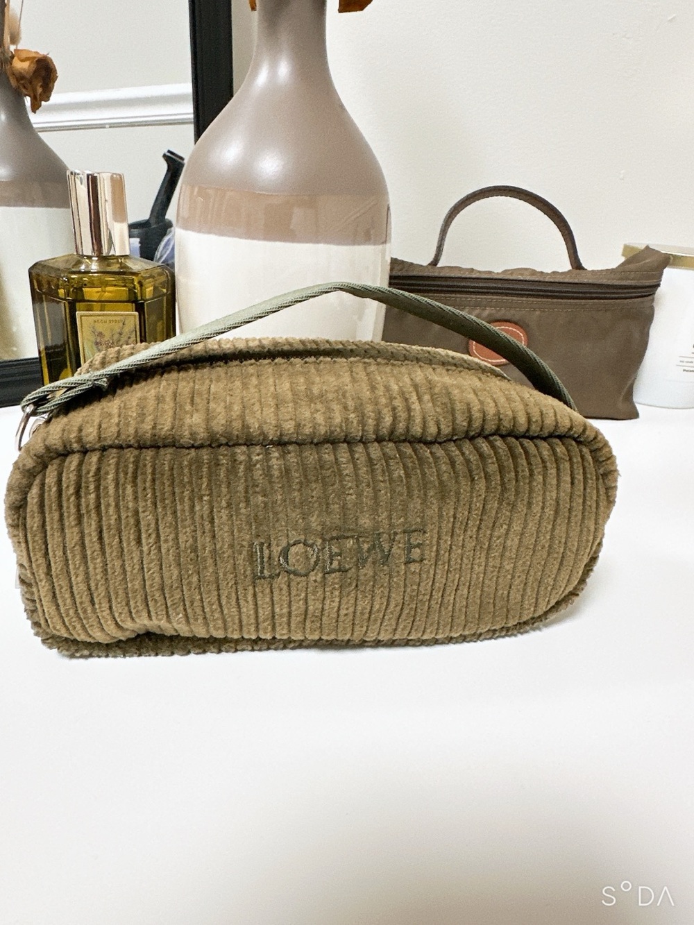 Loewe Olive Green Corduroy Wristlet Pouch - Picture 2 of 6
